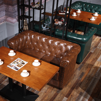 Ensemble de table et de chaises de restaurant de style western vintage, produits en bois pour restaurant, hôtel, cantine