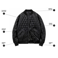 Blouson bomber matelassé noir avec poches inclinées pour le streetwear
