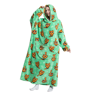 Custom Printing Oversize <strong>Long</strong> Wearable Sherpa Flannel Fleece TV Cuddle <strong>Snuggle</strong> Blanket with Sleeves <strong>Hoodie</strong> Custom Pocket Factory - Product Image 2