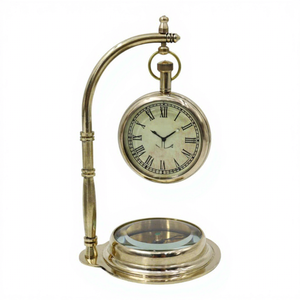 Luxury Brass <b>Pocket</b> <b>Watch</b> Desk Clock Set with Romantic Engraved Message Antique Nautical Tabletop Timepiece Decorative Maritime - Product Image 4