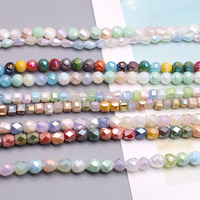 Perles à facettes en verre de cristal, forme carrée, en forme de goutte d'eau, perles d'espacement larges pour la fabrication de bijoux, bricolage, 6 pièces