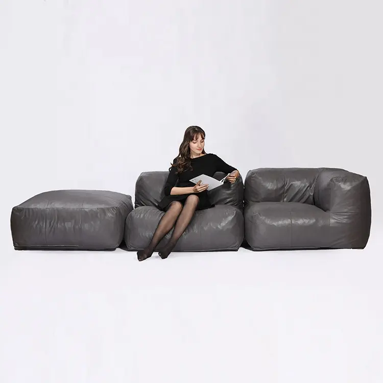 Conjunto de sofá de canto de espuma comprimida, sofá de 3 assentos modular de couro <span class=keywords><strong>falso</strong></span> com espuma comprimida para decorar a sala de estar