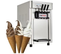 Machine à glace molle commerciale en acier inoxydable, trois saveurs, style simple, pour restaurant, à poser sur table