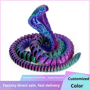 Internet celebrità stile divertente giocattolo stampato in 3D giunte senza serpenti re <span class=keywords><strong>Cobra</strong></span> animali Swing dinosauri hanno fatto materiale plastico congelato - Product Image 5