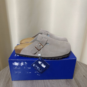 Zoccoli Unisex di Alta Qualità Stile Birkenstock in Vera Pelle Scamosciata con Fodera in Pelliccia, Scarpe da <span class=keywords><strong>Donna</strong></span> per Esterno, <span class=keywords><strong>Sandali</strong></span> in <span class=keywords><strong>Sughero</strong></span> - Product Image 2