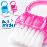 1PC Brosse de nettoyage pour nail art, mini-brosse à doigts en plastique à poils durs, outil multifonctionnel pour le nettoyage des perles de nail art et des claviers