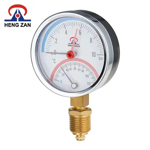 HENGZAN Thermomanomètre bimétallique de haute qualité de 2.5 ''(63mm), manomètre combiné de température et de pression