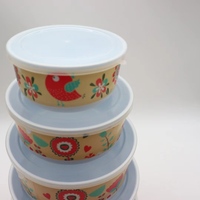 Bol en mélamine avec couvercle, pour les Fruits et les aliments au réfrigérateur, magasin personnalisé, 5 pièces
