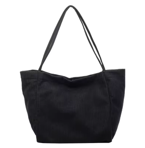 Bolsa de compras de pana de color retro, simple, de gran capacidad, reutilizable, con diseño personalizado, al por mayor. - Product Image 5