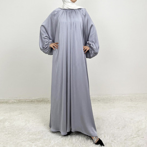 Nouvelle robe longue <span class=keywords><strong>ethnique</strong></span> élégante à la mode manches lanterne à grand ourlet en polyester pour l'été vêtements traditionnels musulmans - Product Image 3