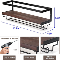 Élégant support de rangement pour le vin de comptoir en bois rustique support mural porte-verres à vin porte-bouteille décor porte-verres à vin suspendu