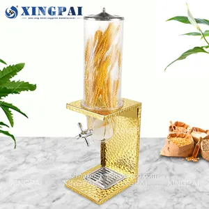 XINGPAI dubai hotel supplies gold hammered rice dispenser sealed dry cereal grain bucket dispenser moisture-proof food container