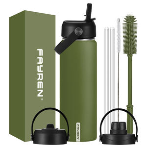 Nouveauté Bouteille d'eau à vide à double paroi isolée en acier inoxydable à large ouverture pour le camping et la salle de sport - Product Image 1