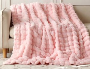 Manta de siesta de oficina de poliéster de lujo, nuevo estilo a cuadros, <span class=keywords><strong>piel</strong></span> de conejo de imitación, informal, cálida para decoración de sofá cama al aire libre - Product Image 5