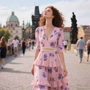 2025 הקיץ מתלה מרומה-קו שמלה-קו כותנה מודפס פשתן - Product Image 6