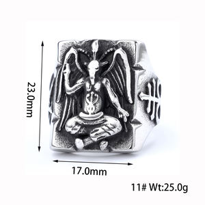 Anillo de acero inoxidable con símbolo de <span class=keywords><strong>Lucifer</strong></span> para hombre, sortija con símbolo de <span class=keywords><strong>Lucifer</strong></span>, <span class=keywords><strong>demonio</strong></span> satánico - Product Image 6