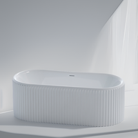Baignoire autoportante ovale en acrylique blanc moderne, norme CE, pour 1 personne, idéale pour hôtel et villa