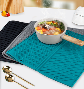 Tapis de séchage de vaisselle en silicone pliable, tapis à café, égouttoir de comptoir de cuisine, tapis de séchage de vaisselle non facile à nettoyer, grand - Product Image 5