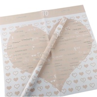 Papier d'emballage pour fleurs coréen imperméable, imprimé cœur multilingue « Je t'aime », papier d'emballage pour bouquets, fournitures pour fleuristes, vente en gros
