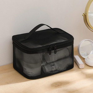 RTS Bulk Mixed Order Seersucker Black Fabric Mesh Makeup Pouch <b>Make</b> <b>up</b> <b>Bag</b> Custom Portable Mesh Cosmetic Pouch Bulk - Product Image 2