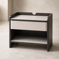 Table de chevet en bois massif fumé, durable, avec rangement, meuble de chambre moderne pour hôtel et appartement