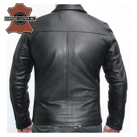 Veste de moto d'hiver en cuir véritable pour hommes avec col montant en cuir tanné motif lettre coupe confortable