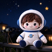 Peluche d'astronaute garçon personnalisée, peluche d'astronaute spatiale douce, vente en gros OEM ODM, logo personnalisé pour cadeaux promotionnels