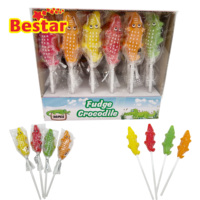 Sucettes gélifiées halal en forme de crocodile, enrobées de sucre, OEM, marque privée, vente en gros, confiserie aux fruits