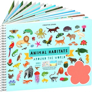 Animals Habitat 500+ Libro <span class=keywords><strong>de</strong></span> pegatinas para niños, 12 páginas para colorear + 12 escenas para niños pequeños, viajes en avión, viajes por carretera, edades <span class=keywords><strong>de</strong></span> 2 a 8 años - Product Image 1