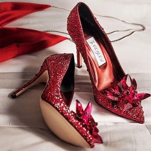 Zapatos de Tacón Alto de Lujo para Mujer, con Punta en Pico, Cristal, Flores de Cristal, Pedrería Dorada, para Boda - Product Image 3