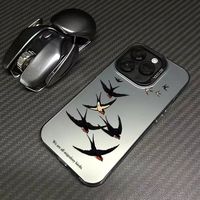 Coque de téléphone portable IMD transparente avec motifs d'animaux et d'oiseaux colorés en argent pour iPhone 16 Plus 15 17 Pro Max