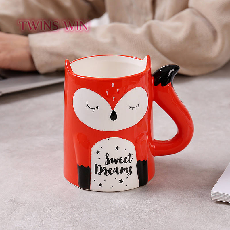 Cute Pet Mug in Panda Shape Ceramic Mug Cute Fox Mug Cartoon Milk Cup Animal Shape CUP 1857