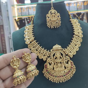 Ensemble de collier temple en plaqué or avec pierre Pota et perles 10581309PGR Parure de bijoux fins - Product Image 2