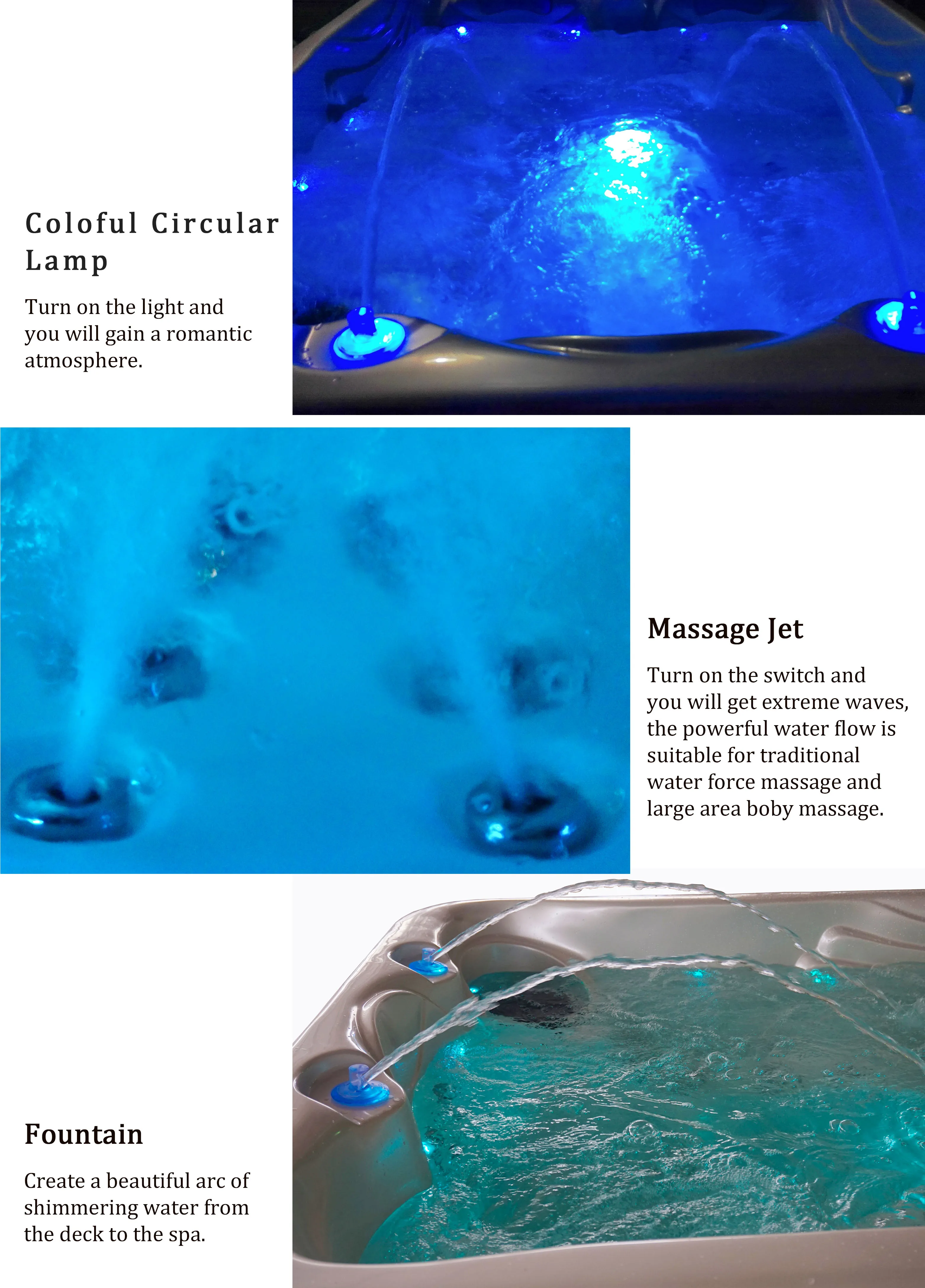 3 People Balboa Control Whirlpool Hot Tub Small Bathtub Spa With UV Light