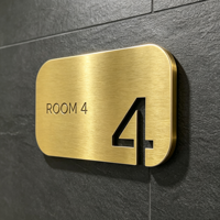 Nomor Rumah Ramah Lingkungan dari Baja Anti Karat Emas Disikat Khusus, Nomor Pintu Hotel dengan Potongan Berongga, Plakat Alamat Modern yang Dipasang di Dinding