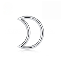 Thorrk Anneau de piercing segmenté articulé en titane ASTM F136 en forme de lune pour cartilage et nez
