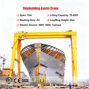 Grúa pórtico de alta resistencia Weihua de 75T, 150T, 200T para construcción naval, montada sobre rieles, con doble carro y doble viga - Product Image 2