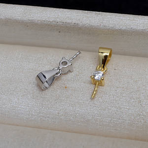 S925 Silver DIY Accessories Guazi Buckle Princess Straight Needle Pendant 8-12 <b>Pearl</b> Empty Tray 4124 <b>Loose</b> <b>Pearls</b> - Product Image 4