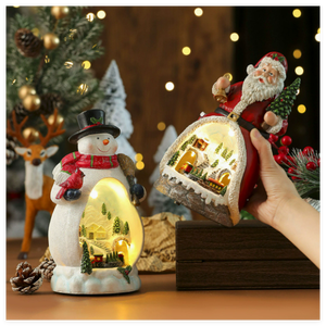 Scultura Rotante in Cristallo con Luci LED <span class=keywords><strong>e</strong></span> Carillon Multifunzione a Forma di Vecchietto - Ornamento Natalizio Artistico Dipinto a Mano - Product Image 6