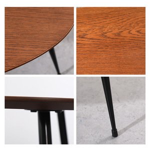 Modern Wood Coffee <b>Table</b> <b>Walnut</b> Oval Shape Living Room Side <b>Table</b> Minimalist Design - Product Image 4