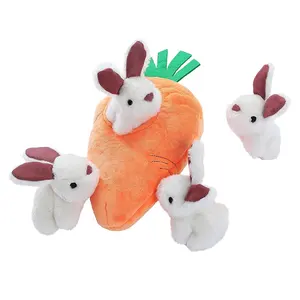 Basics Hide and Seek Rabbit and Carrot Squeaky Dog Plush Toy