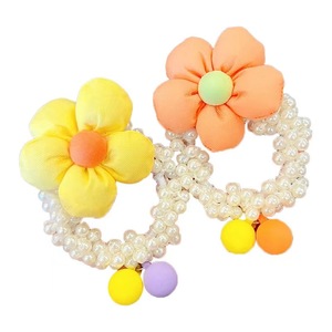 Diadema con corona para niños, lazo para el pelo de princesa, nuevo estilo coreano, flores de perlas, moño para niña, banda elástica - Product Image 5