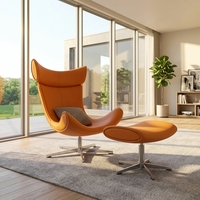 Fauteuils pivotants en cuir de style nordique pour salon avec ottoman, fauteuil pivotant individuel pour hall d'hôtel, fauteuil inclinable, canapé