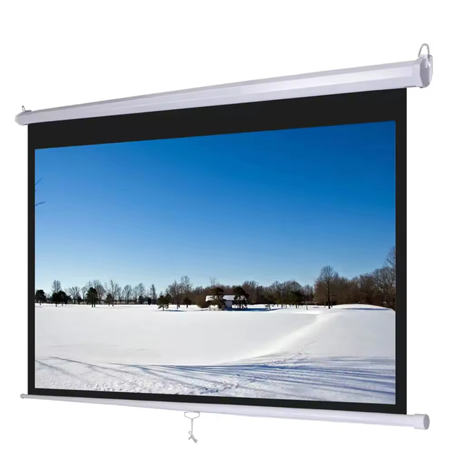 HTPNEO Manual Self Lock Projectors Projector Screen,Projector Screen Projector Screen Indoor,Pull Down Indoor Projector Screen