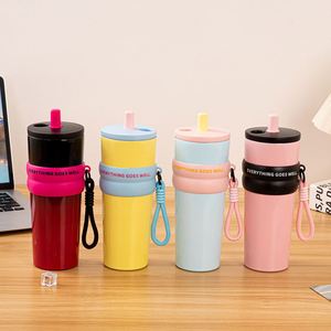 Bouteille d'eau portable isotherme à double paroi en acier inoxydable 316 de 24 oz, anti-fuite, écologique, grande capacité, avec paille 24 - Product Image 4