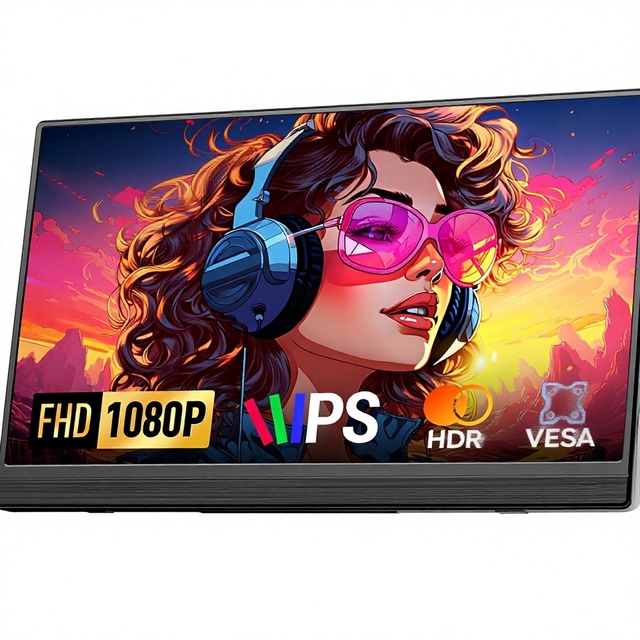 Portable Monitor 10.1" FHD 1080P 16:9 Laptop Screen Adjustable Stand Ultra-Slim IPS External Screen Travel Monitor for PC Mac