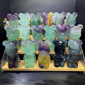 Cristal de guérison naturel, sculpture artisanale d'animaux (ours, éléphant), pierre de paume en forme de cœur Amgel, bol étoilé, ange en fluorite de forme libre, pour cadeau - Product Image 4