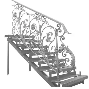 China supplier new design wrought iron indoor straight stairs