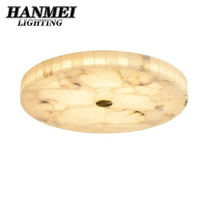 Plafonnier LED circulaire moderne et minimaliste de style chinois avec interrupteur en métal et marbre, CRI 95 élevé pour chambre à coucher HM-Y - Product Image 1