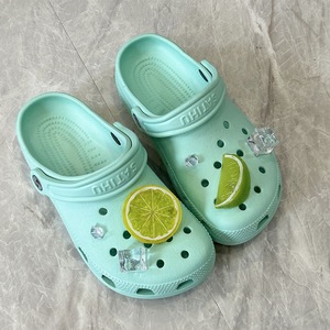 Nouvelle collection été : Boucle de chaussure décorative pour femme en résine, motif fruits 3D (vert, <span class=keywords><strong>orange</strong></span>, citron), à trou, accessoires frais et détachables - Product Image 2